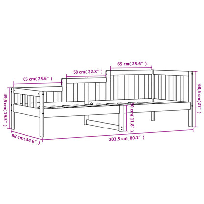 Slaapbank Massief Grenenhout 80 x 200 cm Zwart