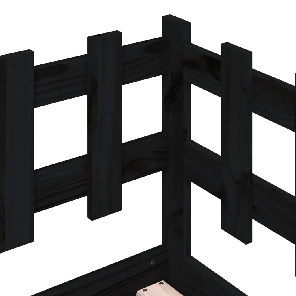 Slaapbank Massief Grenenhout 80 x 200 cm Zwart