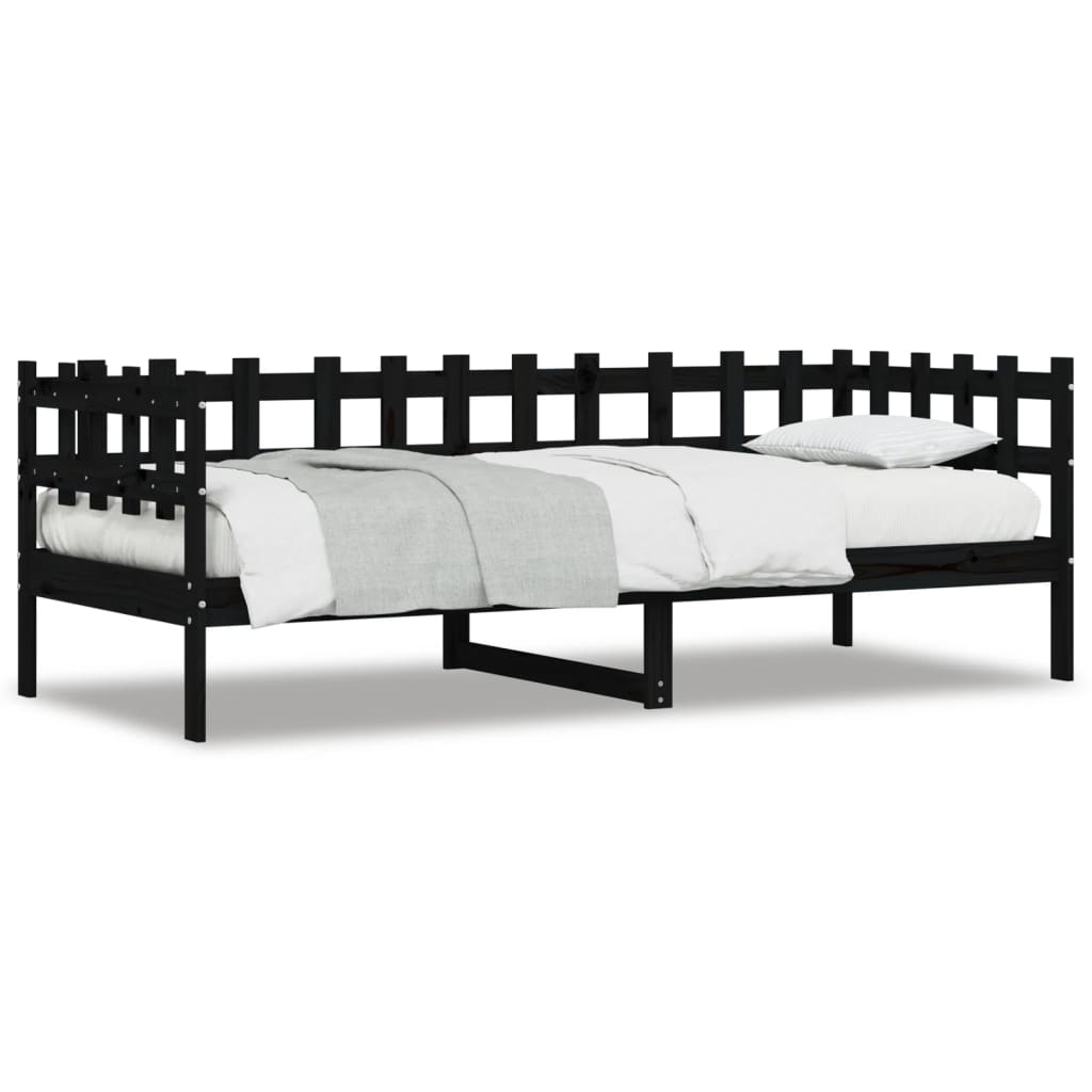 Slaapbank Massief Grenenhout 90 x 190 cm Zwart