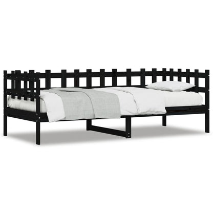 Slaapbank Massief Grenenhout 90 x 190 cm Zwart