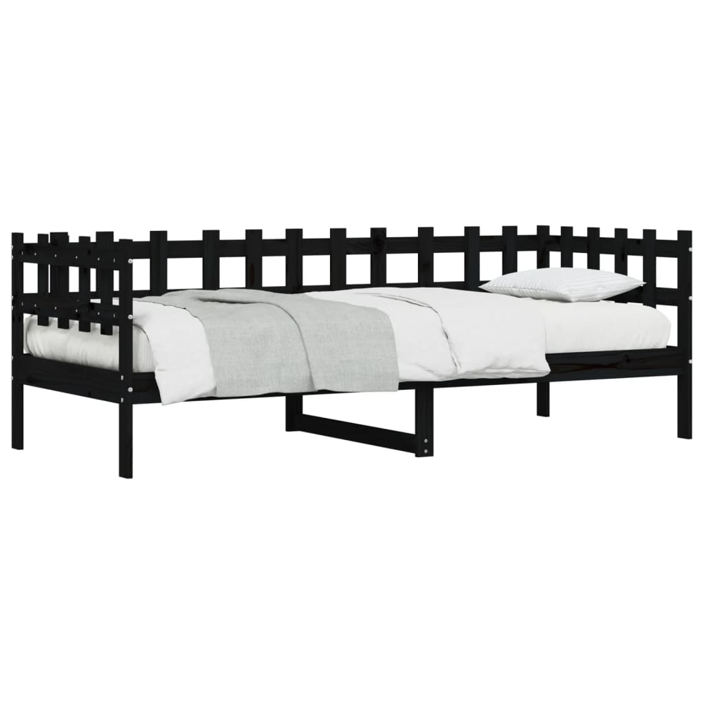 Slaapbank Massief Grenenhout 90 x 190 cm Zwart