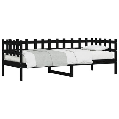Slaapbank Massief Grenenhout 90 x 190 cm Zwart