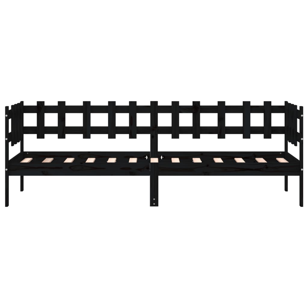 Slaapbank Massief Grenenhout 90 x 190 cm Zwart