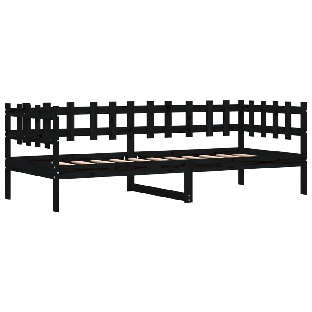 Slaapbank Massief Grenenhout 90 x 190 cm Zwart