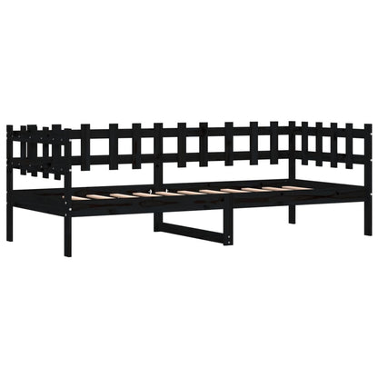 Slaapbank Massief Grenenhout 90 x 190 cm Zwart