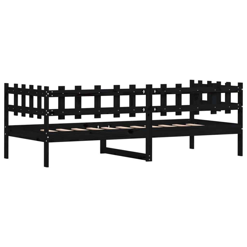 Slaapbank Massief Grenenhout 90 x 190 cm Zwart