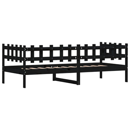Slaapbank Massief Grenenhout 90 x 190 cm Zwart