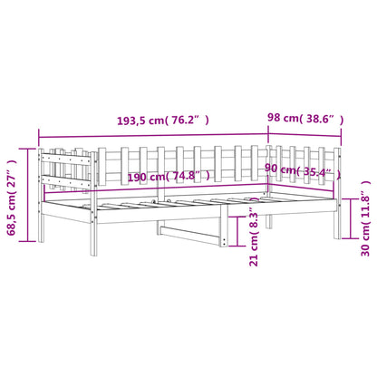 Slaapbank Massief Grenenhout 90 x 190 cm Zwart
