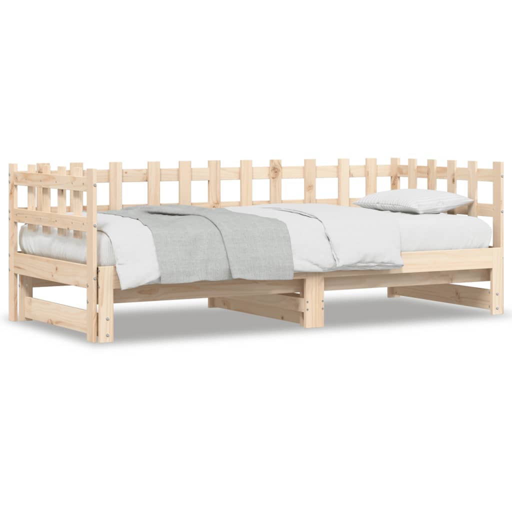 Slaapbank Uitschuifbaar 2X(80X200) Cm Massief Grenenhout 80 x 200 cm Naturel