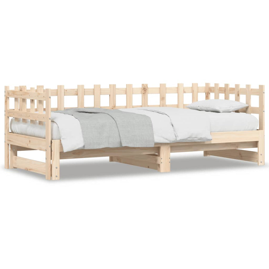 Slaapbank Uitschuifbaar 2X(80X200) Cm Massief Grenenhout 80 x 200 cm Naturel