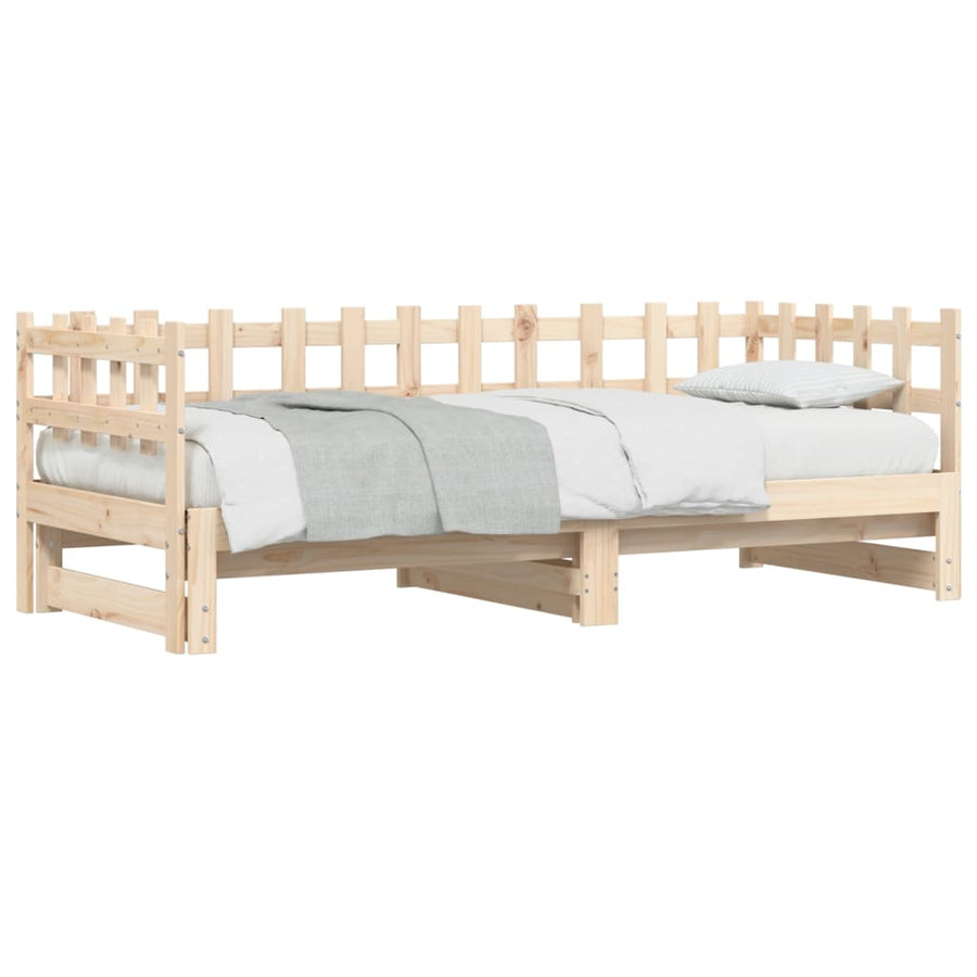 Slaapbank Uitschuifbaar 2X(80X200) Cm Massief Grenenhout 80 x 200 cm Naturel