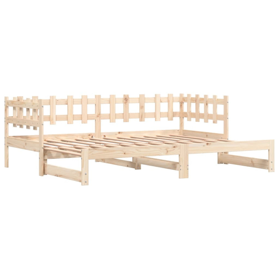 Slaapbank Uitschuifbaar 2X(80X200) Cm Massief Grenenhout 80 x 200 cm Naturel