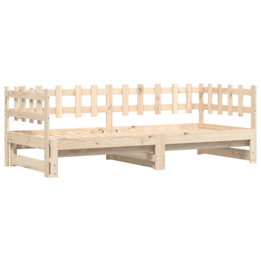 Slaapbank Uitschuifbaar 2X(80X200) Cm Massief Grenenhout 80 x 200 cm Naturel