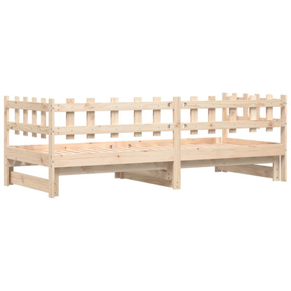 Slaapbank Uitschuifbaar 2X(80X200) Cm Massief Grenenhout 80 x 200 cm Naturel