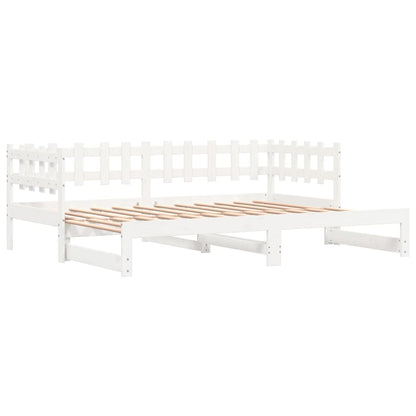 Slaapbank Uitschuifbaar 2X(80X200) Cm Massief Grenenhout 80 x 200 cm Wit