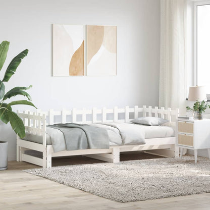 Slaapbank Uitschuifbaar 2X(80X200) Cm Massief Grenenhout 80 x 200 cm Wit