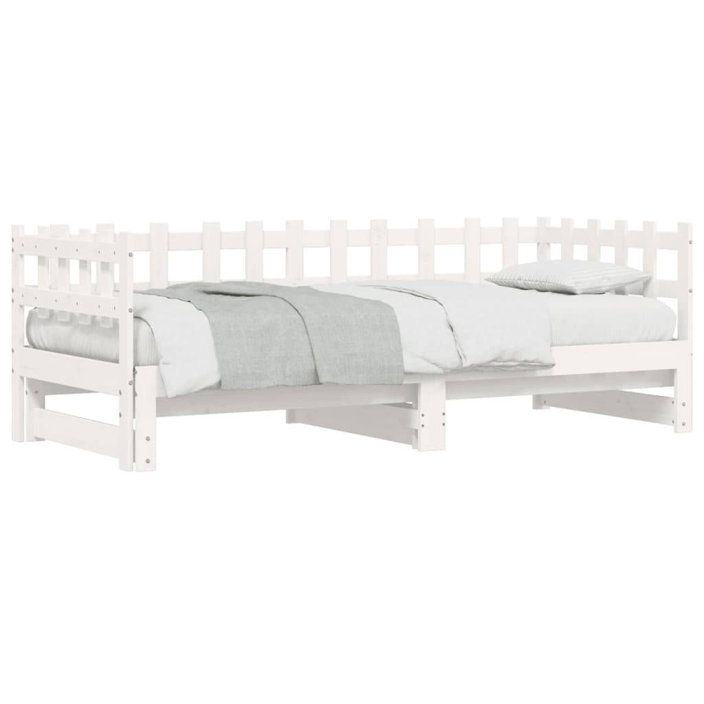 Slaapbank Uitschuifbaar 2X(80X200) Cm Massief Grenenhout 80 x 200 cm Wit