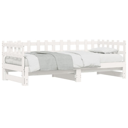 Slaapbank Uitschuifbaar 2X(80X200) Cm Massief Grenenhout 80 x 200 cm Wit