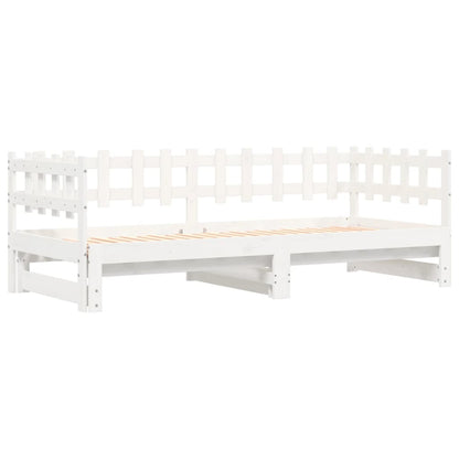 Slaapbank Uitschuifbaar 2X(80X200) Cm Massief Grenenhout 80 x 200 cm Wit
