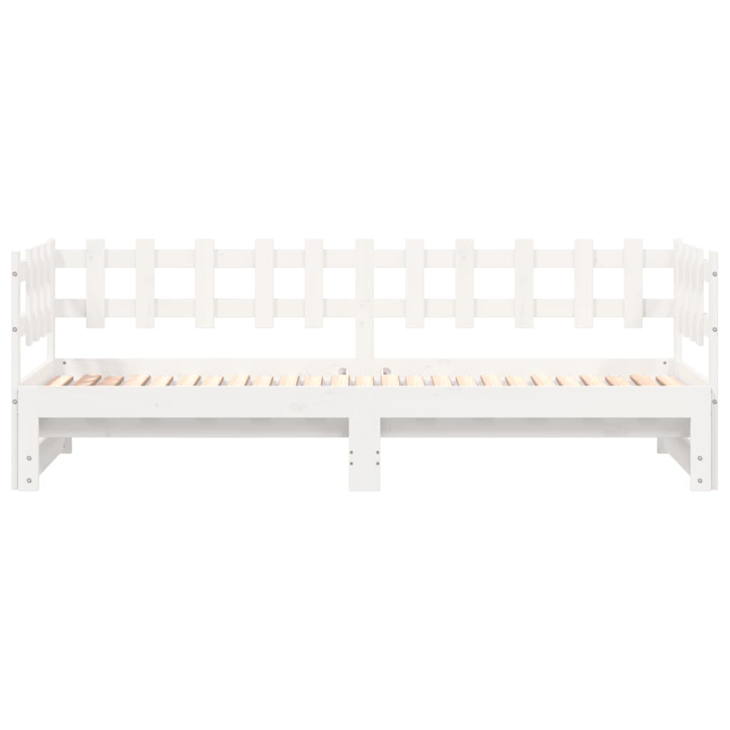 Slaapbank Uitschuifbaar 2X(80X200) Cm Massief Grenenhout 80 x 200 cm Wit
