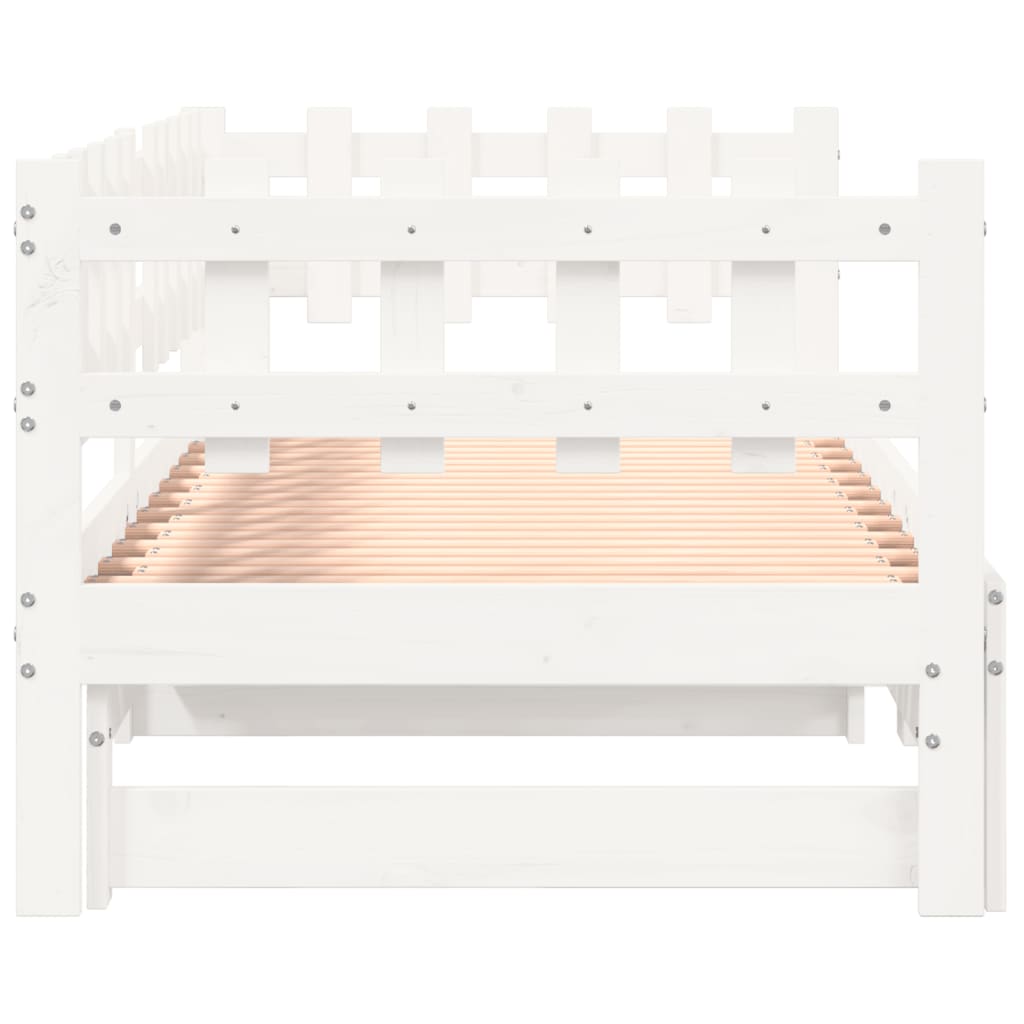 Slaapbank Uitschuifbaar 2X(80X200) Cm Massief Grenenhout 80 x 200 cm Wit