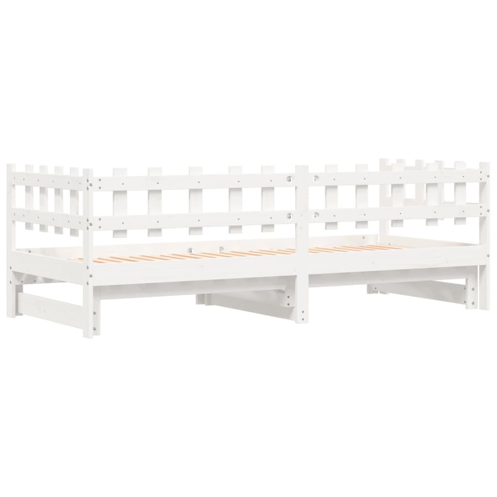 Slaapbank Uitschuifbaar 2X(80X200) Cm Massief Grenenhout 80 x 200 cm Wit