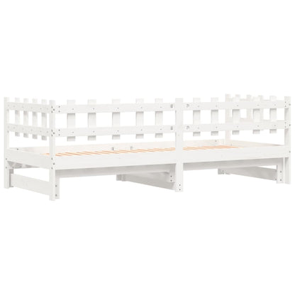 Slaapbank Uitschuifbaar 2X(80X200) Cm Massief Grenenhout 80 x 200 cm Wit