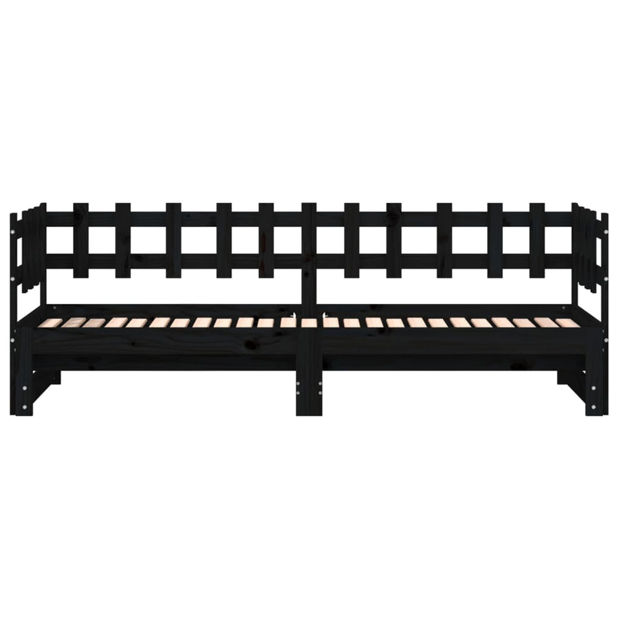 Slaapbank Uitschuifbaar 2X(80X200) Cm Massief Grenenhout 80 x 200 cm Zwart