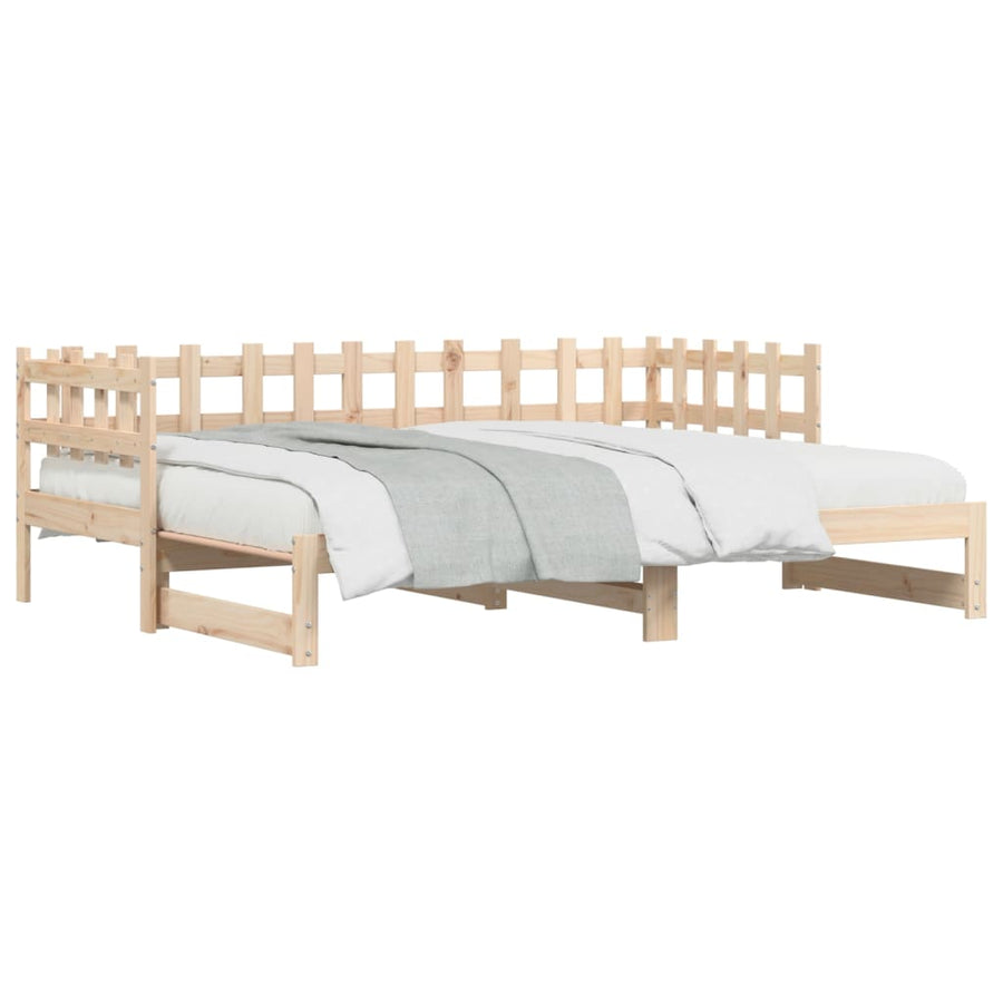 Slaapbank Uitschuifbaar Massief Grenenhout 2X(90X200) Cm 90 x 200 cm Naturel