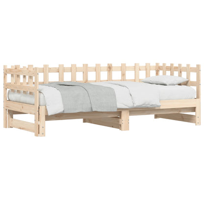 Slaapbank Uitschuifbaar Massief Grenenhout 2X(90X200) Cm 90 x 200 cm Naturel