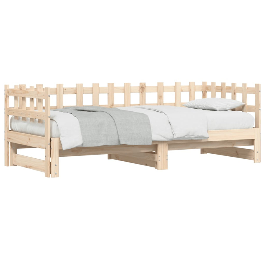 Slaapbank Uitschuifbaar Massief Grenenhout 2X(90X200) Cm 90 x 200 cm Naturel