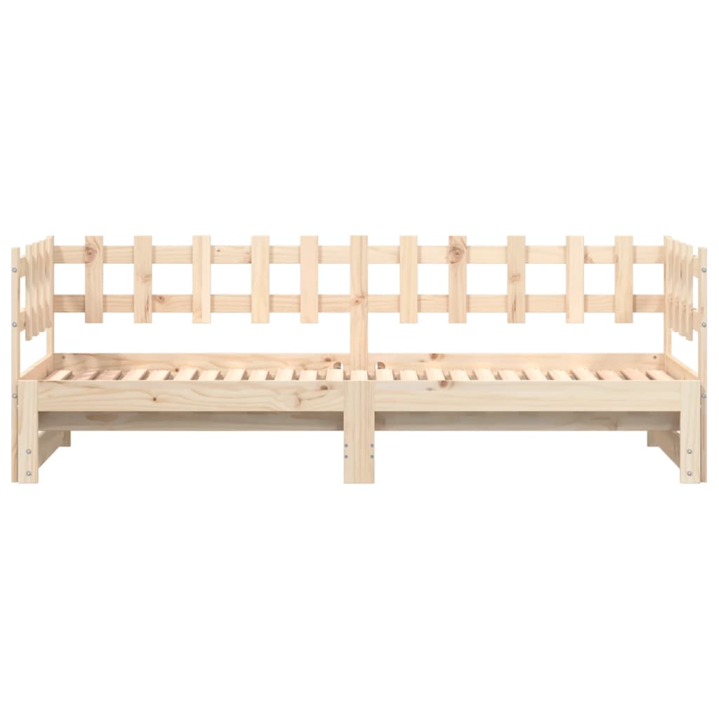 Slaapbank Uitschuifbaar Massief Grenenhout 2X(90X200) Cm 90 x 200 cm Naturel