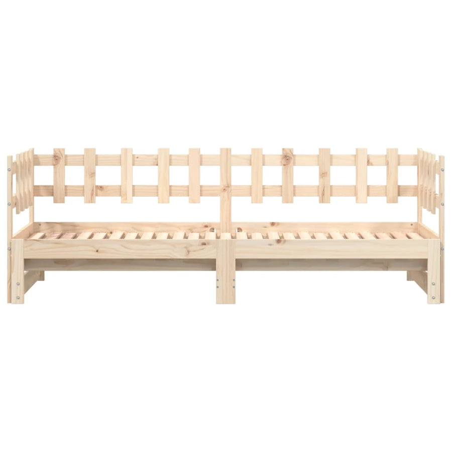 Slaapbank Uitschuifbaar Massief Grenenhout 2X(90X200) Cm 90 x 200 cm Naturel