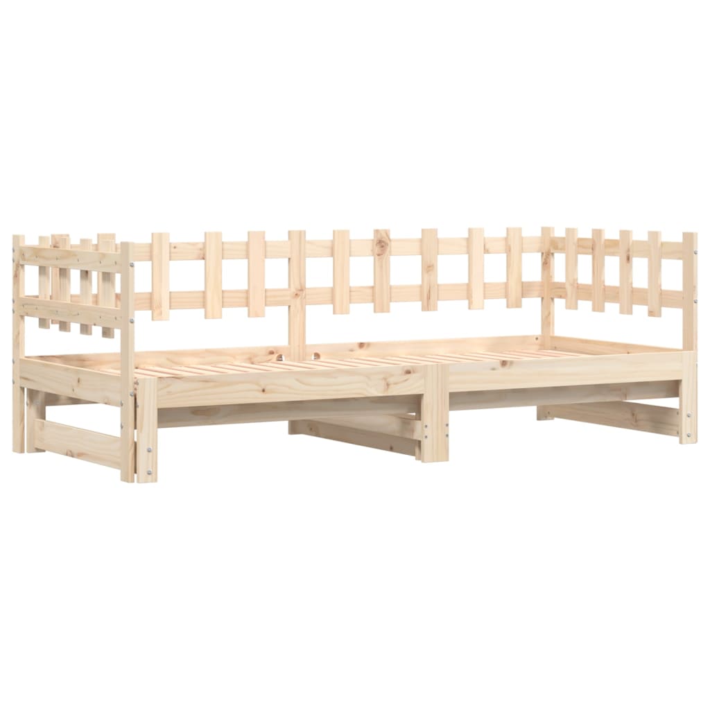 Slaapbank Uitschuifbaar Massief Grenenhout 2X(90X200) Cm 90 x 200 cm Naturel