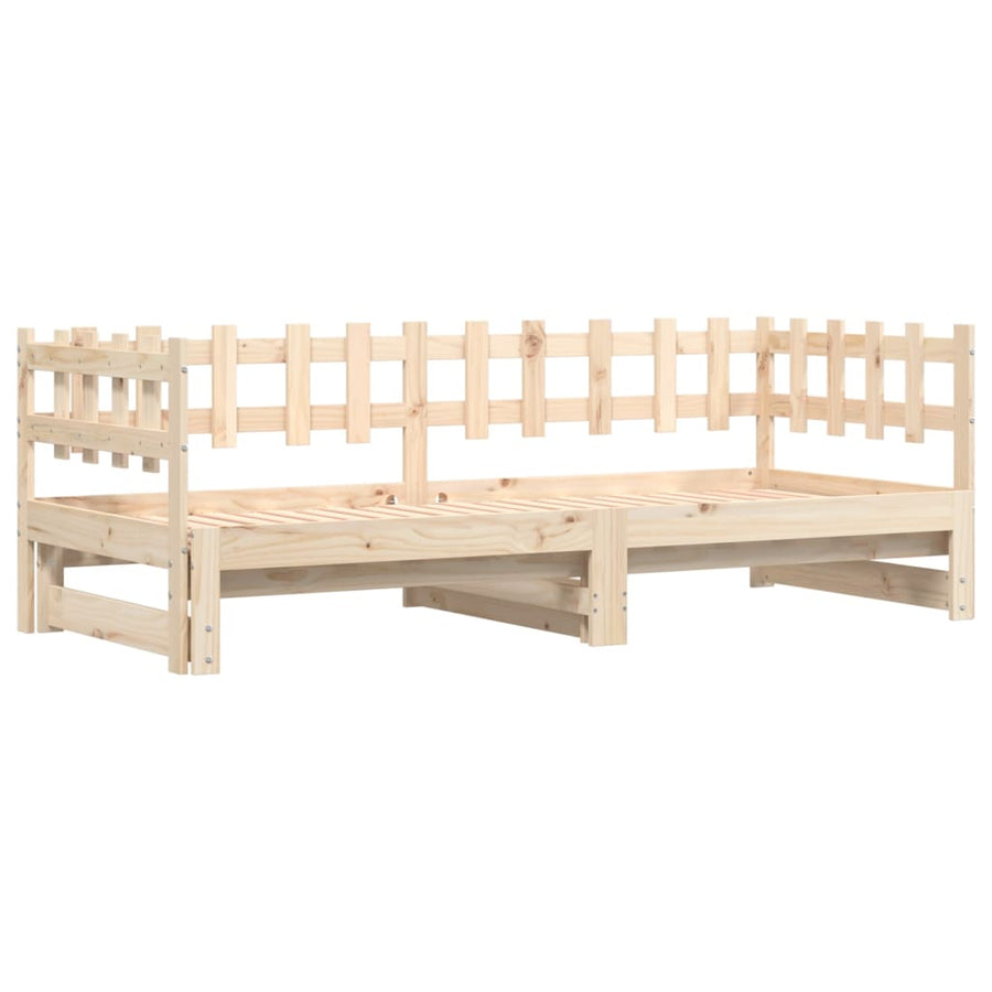 Slaapbank Uitschuifbaar Massief Grenenhout 2X(90X200) Cm 90 x 200 cm Naturel