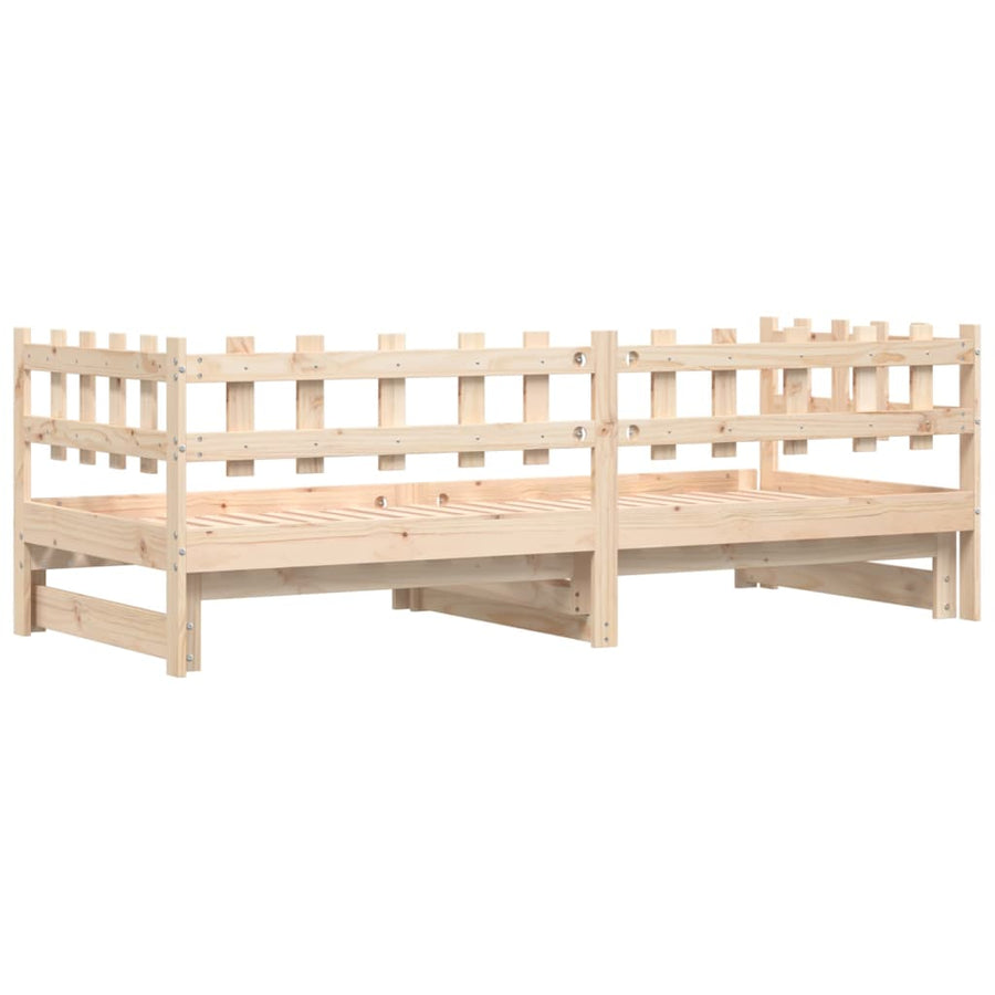 Slaapbank Uitschuifbaar Massief Grenenhout 2X(90X200) Cm 90 x 200 cm Naturel