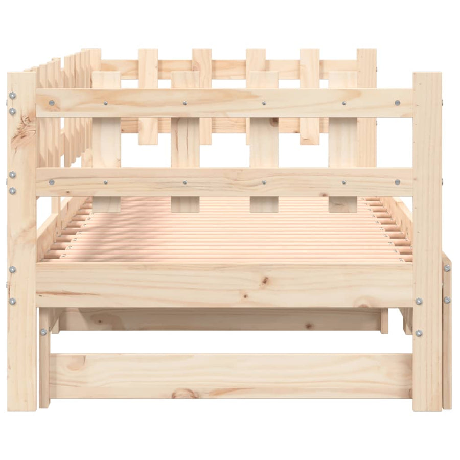 Slaapbank Uitschuifbaar Massief Grenenhout 2X(90X200) Cm 90 x 200 cm Naturel