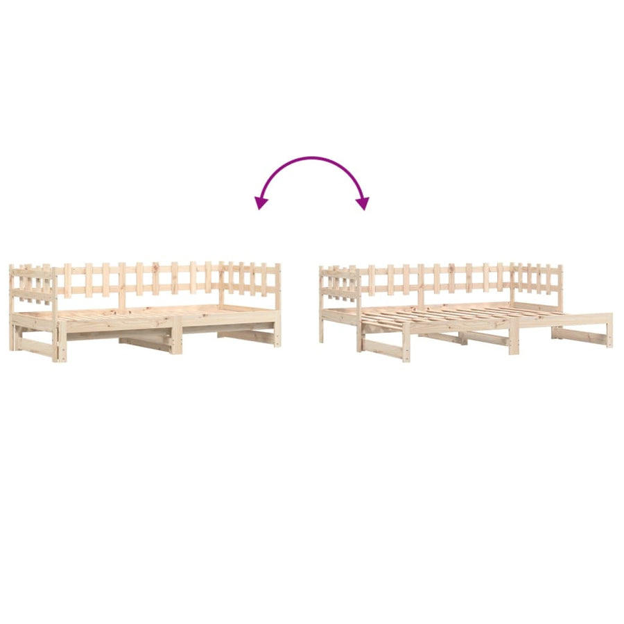 Slaapbank Uitschuifbaar Massief Grenenhout 2X(90X200) Cm 90 x 200 cm Naturel