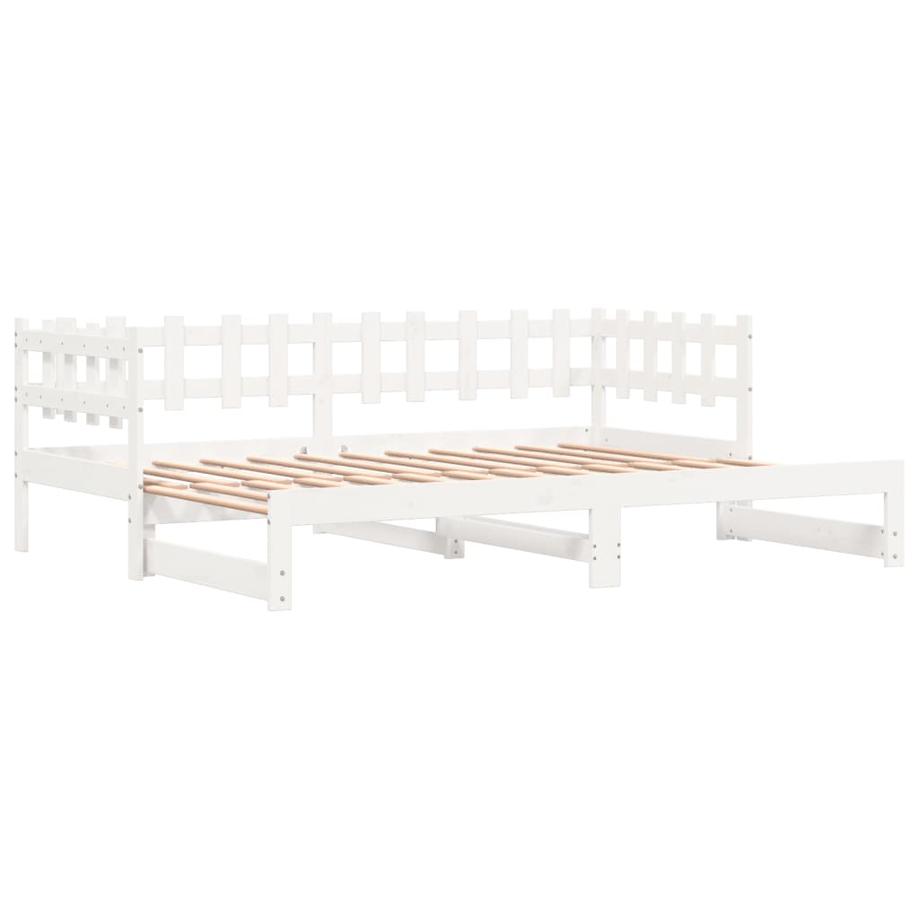 Slaapbank Uitschuifbaar Massief Grenenhout 2X(90X200) Cm 90 x 200 cm Wit