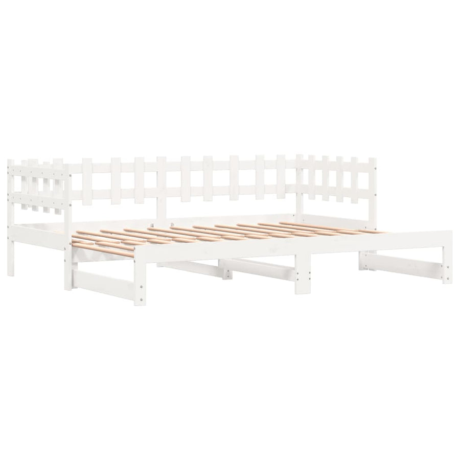 Slaapbank Uitschuifbaar Massief Grenenhout 2X(90X200) Cm 90 x 200 cm Wit