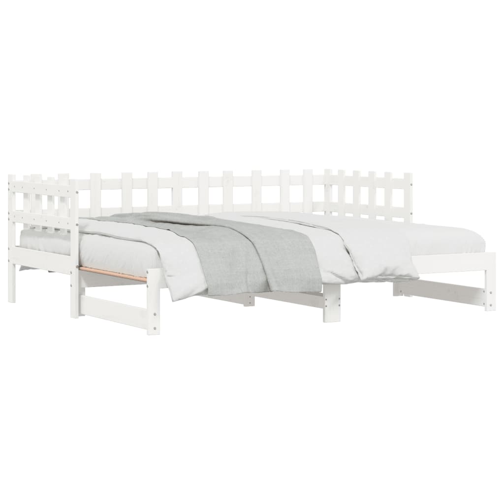 Slaapbank Uitschuifbaar Massief Grenenhout 2X(90X200) Cm 90 x 200 cm Wit