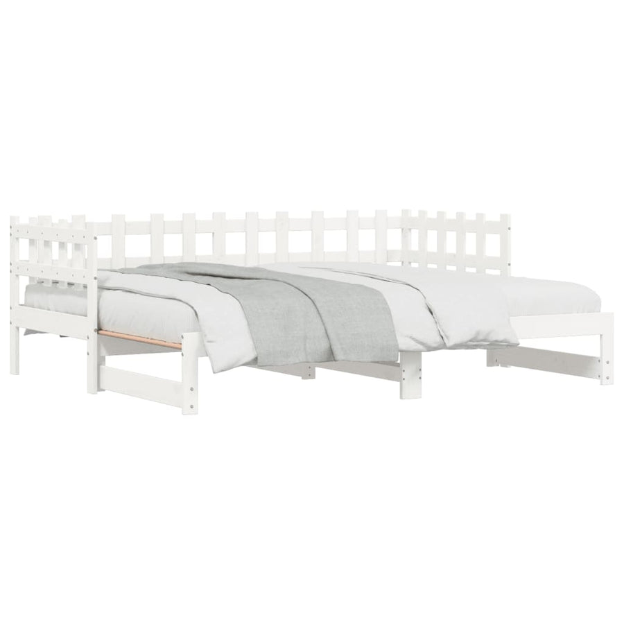 Slaapbank Uitschuifbaar Massief Grenenhout 2X(90X200) Cm 90 x 200 cm Wit