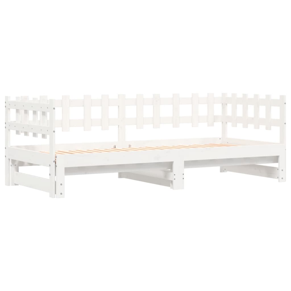 Slaapbank Uitschuifbaar Massief Grenenhout 2X(90X200) Cm 90 x 200 cm Wit