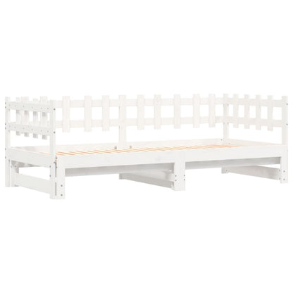 Slaapbank Uitschuifbaar Massief Grenenhout 2X(90X200) Cm 90 x 200 cm Wit