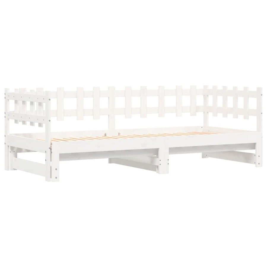 Slaapbank Uitschuifbaar Massief Grenenhout 2X(90X200) Cm 90 x 200 cm Wit
