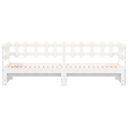 Slaapbank Uitschuifbaar Massief Grenenhout 2X(90X200) Cm 90 x 200 cm Wit