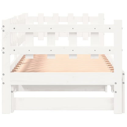 Slaapbank Uitschuifbaar Massief Grenenhout 2X(90X200) Cm 90 x 200 cm Wit