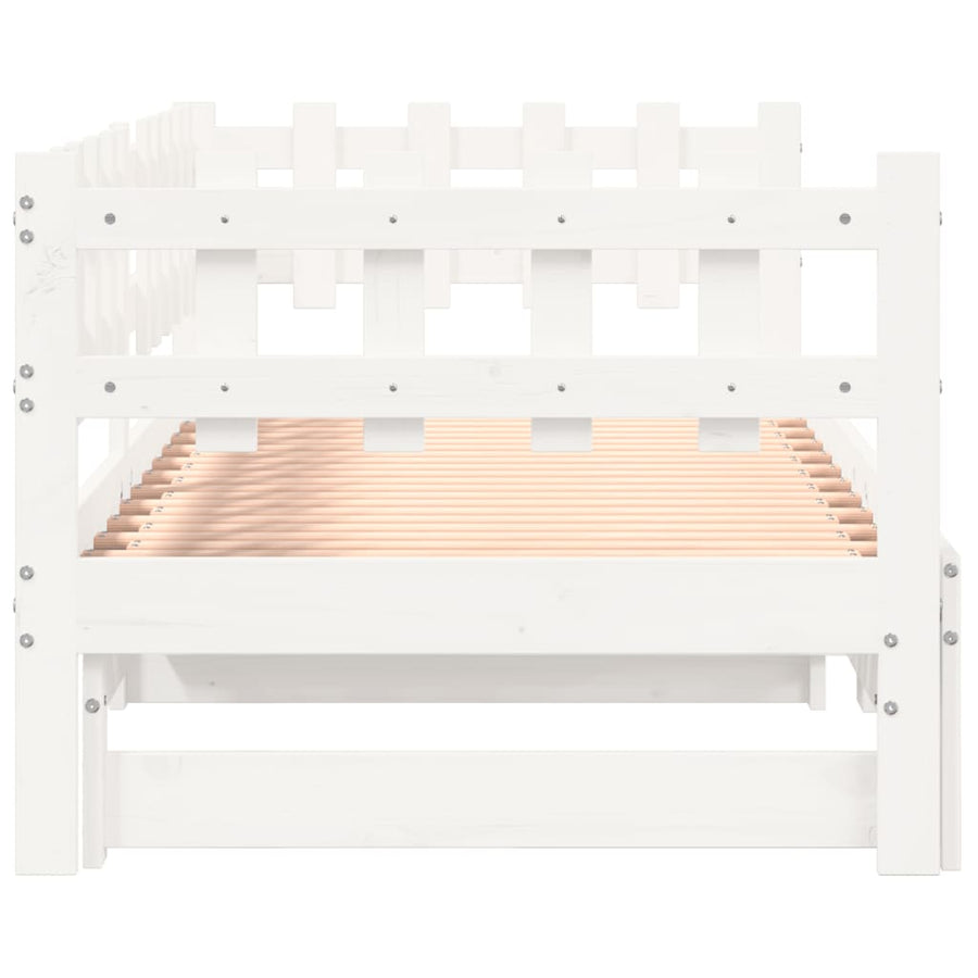 Slaapbank Uitschuifbaar Massief Grenenhout 2X(90X200) Cm 90 x 200 cm Wit
