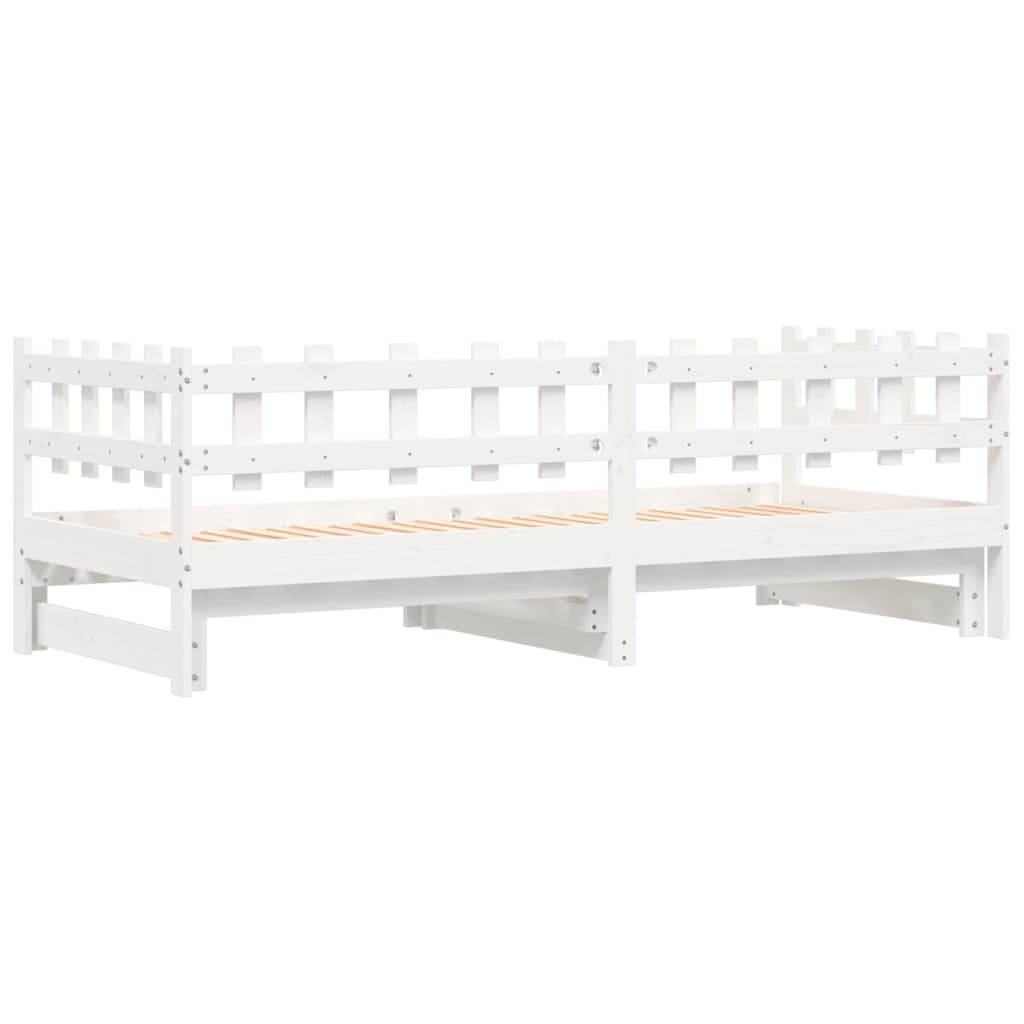 Slaapbank Uitschuifbaar Massief Grenenhout 2X(90X200) Cm 90 x 200 cm Wit