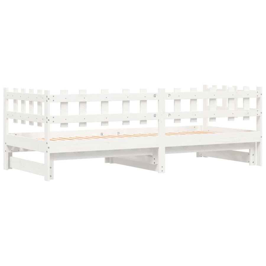 Slaapbank Uitschuifbaar Massief Grenenhout 2X(90X200) Cm 90 x 200 cm Wit